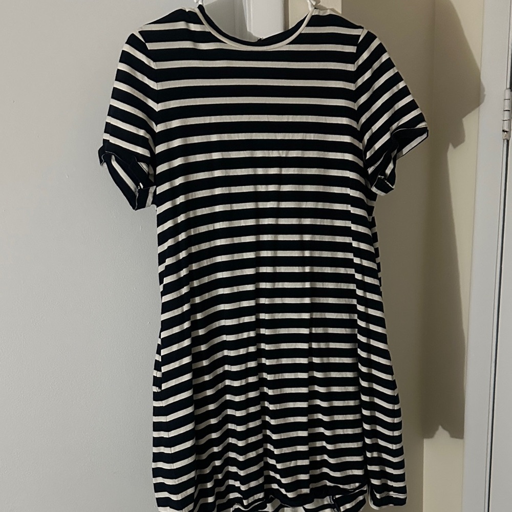 Navy and White Striped Dress
